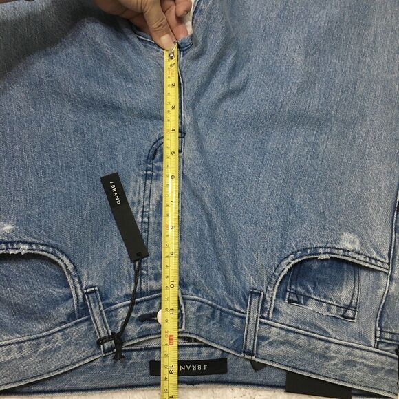 J Brand Wynne Jeans Women 30 High Waist Crop Straight Leg Distressed Raw Hem - Picture 11 of 13